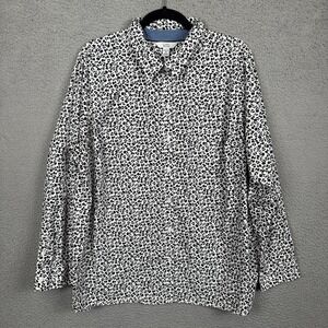 Croft & Barrow Shirt Womens 2X Black‎ White Floral Button Up Bloomcore Office